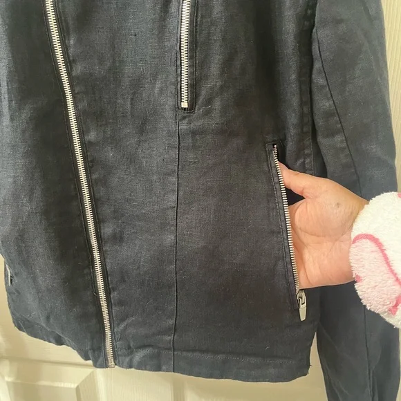 Zara linen Black Zip-Up Jacket - Picture 4 of 9